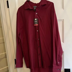 Van Heusen Men's Deep Red Button Down Shirt